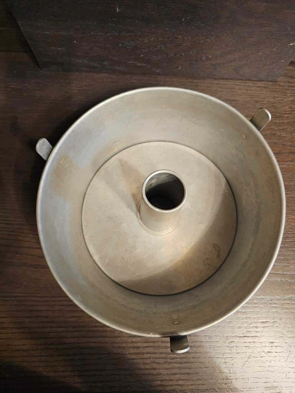 Vtg Angel Food Cake PAN 9.5x4" Round 2 pc Aluminum Tube Baking Unmarked